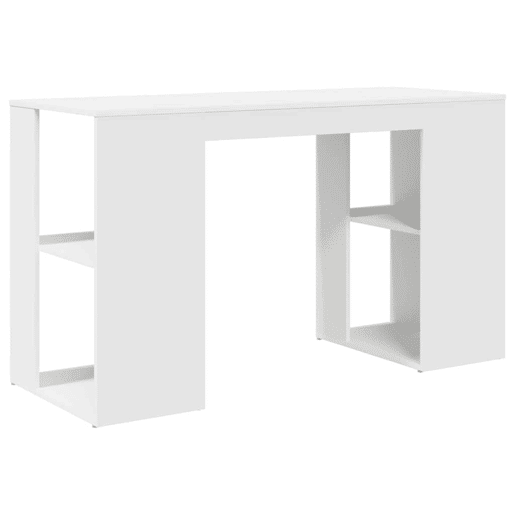 Secretária Escrivaninha de computador - com Armazenamento com prateleira Branco 130 x 50,5 x 75 cm