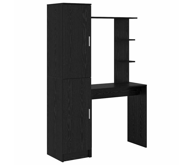 Escritorio - mesa de ordenador con almacenamiento con estante 2 pcs roble negro