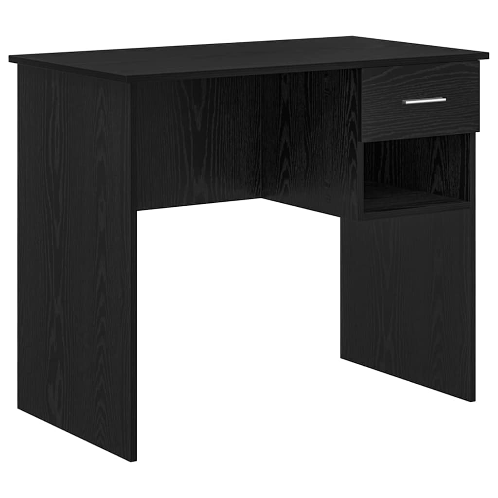 Escritorio - mesa de ordenador roble negro 90 x 49.5 x 75 cm madera contrachapada