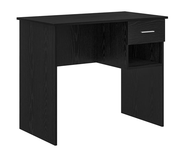 Escritorio - mesa de ordenador roble negro 90 x 49.5 x 75 cm madera contrachapada