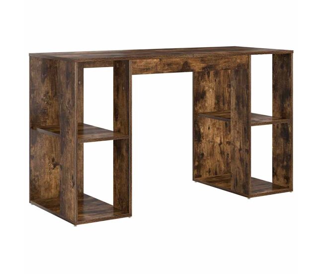 Escritorio - mesa de ordenador con almacenamiento roble ahumado 130 x 50.5 x 75 cm