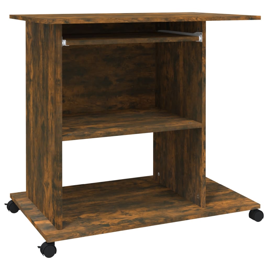 Escritorio - mesa de ordenador de madera contrachapada roble ahumado 80x50x75 cm