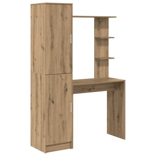 Secretária Escrivaninha de computador - com Armazenamento com prateleira 2 pcs carvalho artisiano