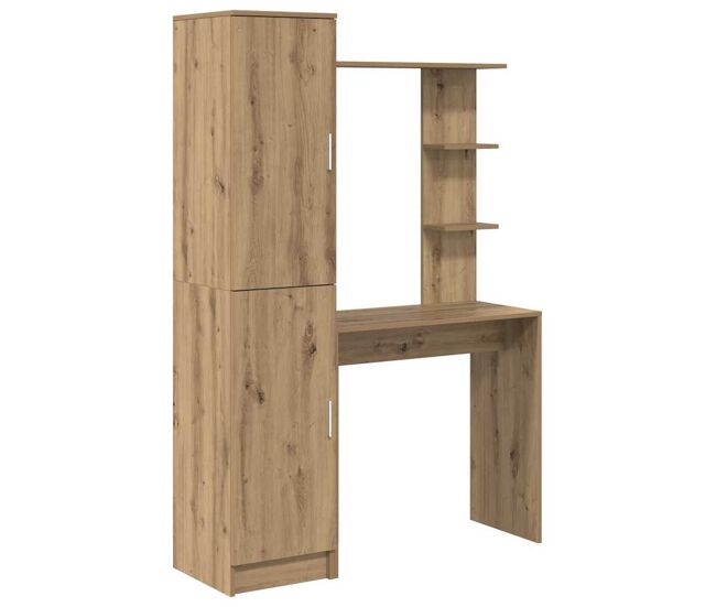 Escritorio - mesa de ordenador con almacenamiento con estante 2 pcs roble artisan