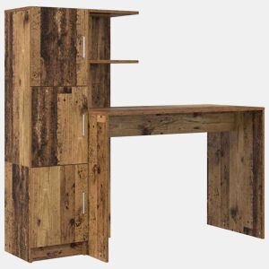 Secretária Escrivaninha de computador - com Armazenamento 2 pcs Madeira Antiga 102 x 50 x 124 cm