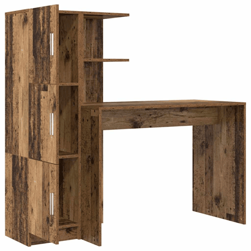 Secretária Escrivaninha de computador - com Armazenamento 2 pcs Madeira Antiga 102 x 50 x 124 cm