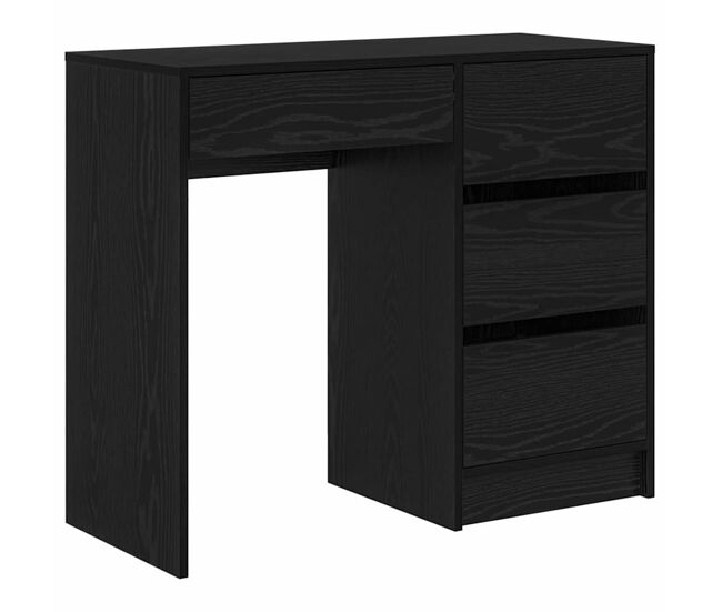 Escritorio - mesa de ordenador roble negro 90 x 37.5 x 75 cm madera contrachapada