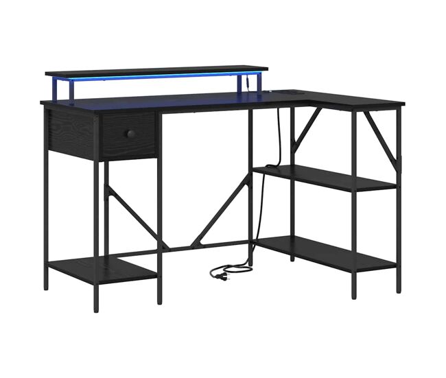 Escritorio - mesa de ordenador roble negro 120 x 79 x 86.5 cm madera contrachapada