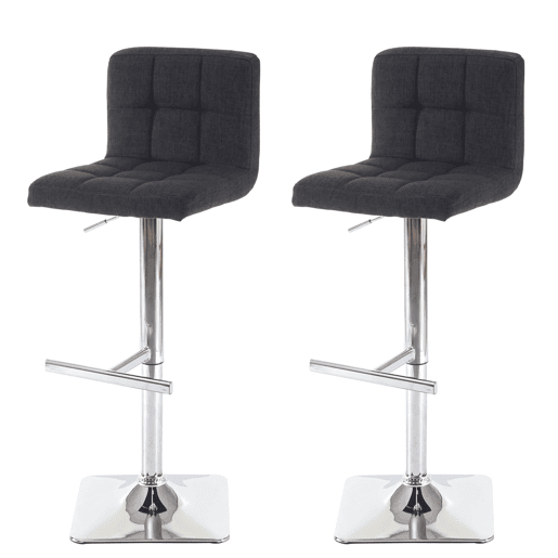 Conjunto de 2 banquetas giratóriascadeiras altas com encosto em tecidotecido cinza escuro e base cromada 04_0000163