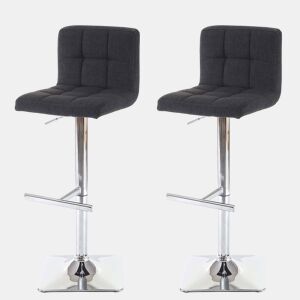 Conjunto de 2 banquetas giratóriascadeiras altas com encosto em tecidotecido cinza escuro e base cromada 04_0000163