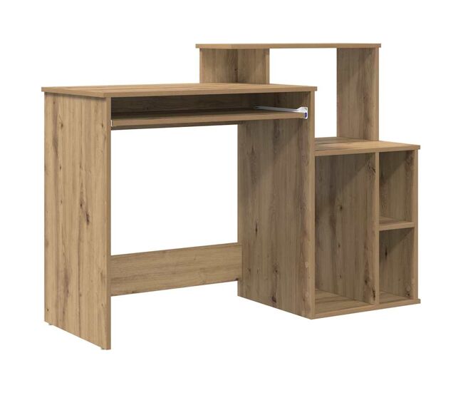 Escritorio - mesa de ordenador con almacenamiento con estante roble artisan