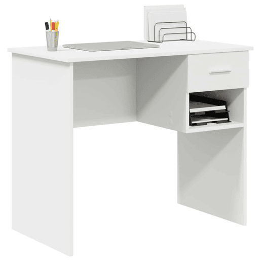 Secretária Escrivaninha de computador - com gaveta Branco 90 x 49.5 x 75 cm Madeira processada