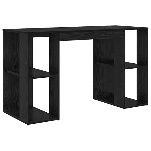 Secretária Escrivaninha de computador - com Armazenamento Carvalho Preto 130 x 50,5 x 75 cm
