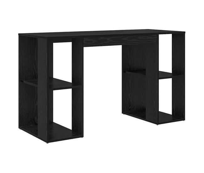 Escritorio - mesa de ordenador con almacenamiento roble negro 130 x 50.5 x 75 cm