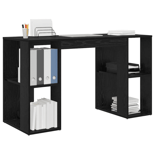 Secretária Escrivaninha de computador - com Armazenamento Carvalho Preto 130 x 50,5 x 75 cm