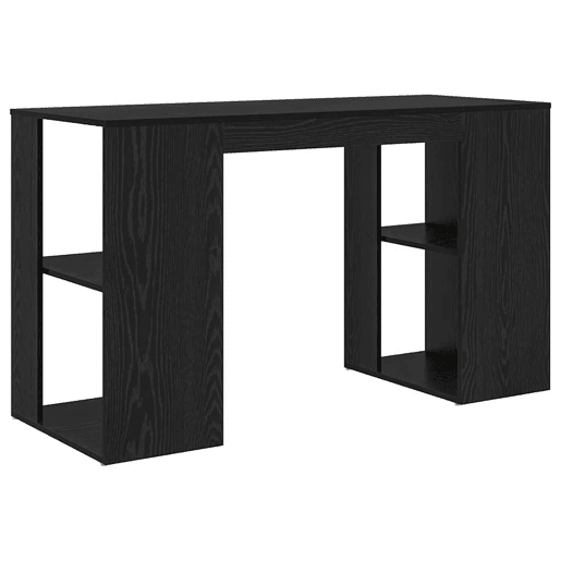 Secretária Escrivaninha de computador - com Armazenamento Carvalho Preto 130 x 50,5 x 75 cm