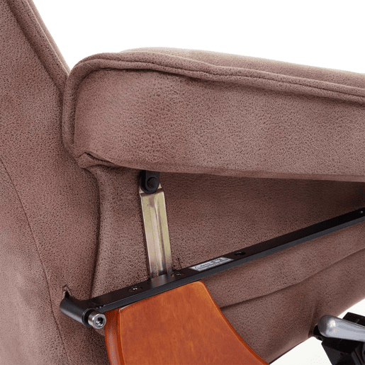 Poltrona giratória e reclinável para TV com apoio para os pés e braços em tecido marrom envelhecido 04_0003677