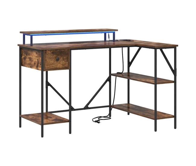 Escritorio - mesa de ordenador con cajón roble ahumado 120 x 79 x 86.5 cm