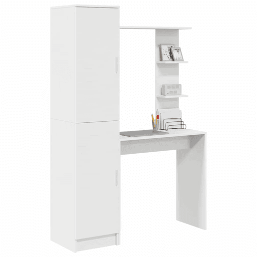 Secretária Escrivaninha de computador - com Armazenamento 2 pcs Branco 78.5 x 37 x 154.5 cm Secretária Escrivaninha de computador - com Armazenamento 2 pcs Branco 78.5 x 37 x 154.5 cm