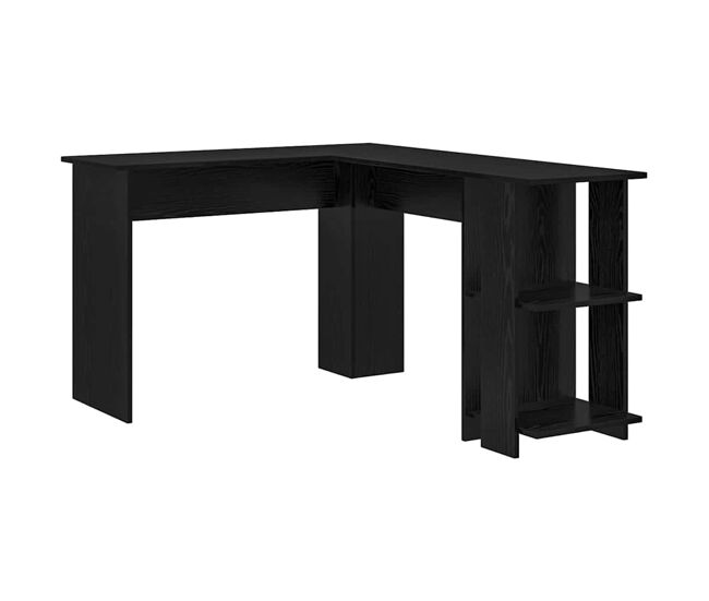 Escritorio - mesa de ordenador esquinero con estantes con estante roble negro
