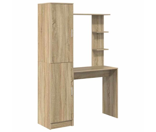 Escritorio - mesa de ordenador con almacenamiento con estante 2 pcs roble sonoma