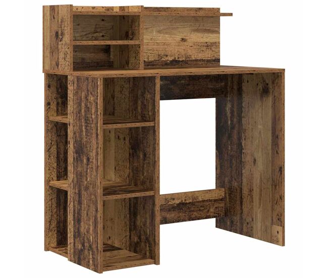 Escritorio - mesa de ordenador con almacenamiento madera vieja 90 x 48 x 101.5 cm