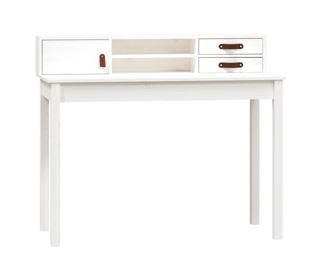 Escritorio - mesa de ordenador de madera maciza de pino blanco 110x50x93 cm