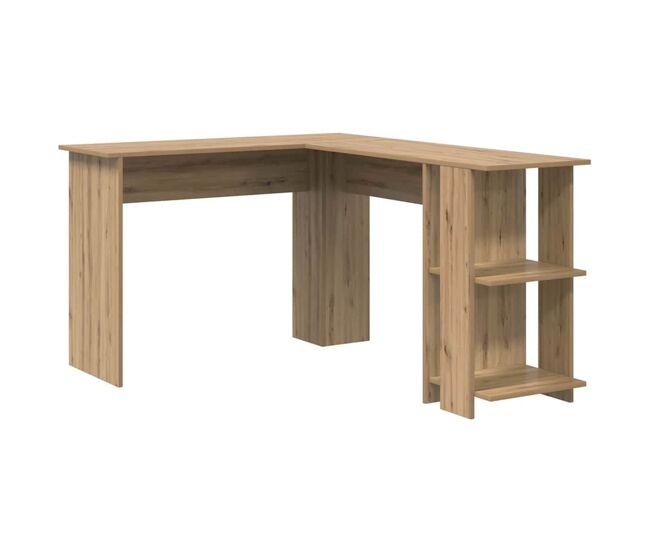 Escritorio - mesa de ordenador esquinero con estantes con estante roble artisan