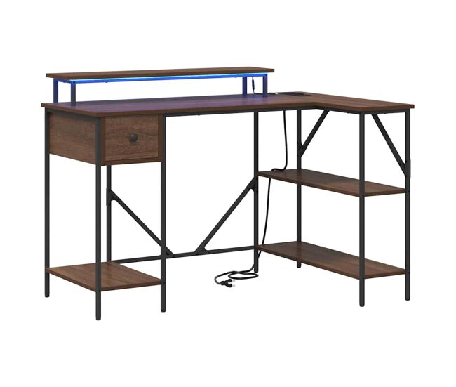 Escritorio - mesa de ordenador marrón roble 120 x 79 x 86.5 cm madera contrachapada