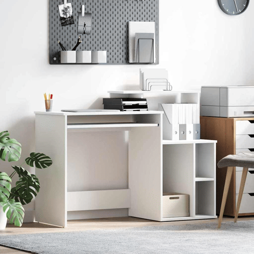 Secretária Escrivaninha de computador - com Armazenamento Branco 120.5 x 44 x 88.5 cm
