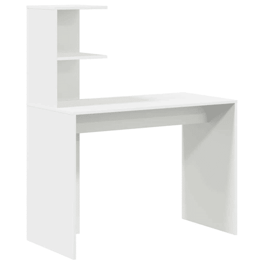 Secretária Escrivaninha de computador - com prateleira Branco 102 x 50 x 124 cm Madeira processada