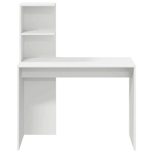 Secretária Escrivaninha de computador - com prateleira Branco 102 x 50 x 124 cm Madeira processada