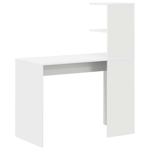 Secretária Escrivaninha de computador - com prateleira Branco 102 x 50 x 124 cm Madeira processada