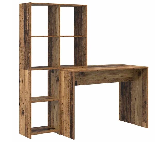 Escritorio - mesa de ordenador con estante madera vieja 138.5 x 55 x 143 cm