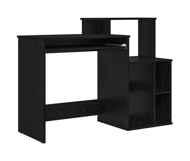 Escritorio - mesa de ordenador con almacenamiento roble negro 120.5 x 44 x 88.5 cm
