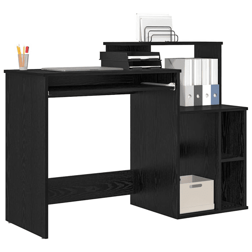 Secretária Escrivaninha de computador - com Armazenamento Carvalho Preto 120.5 x 44 x 88.5 cm