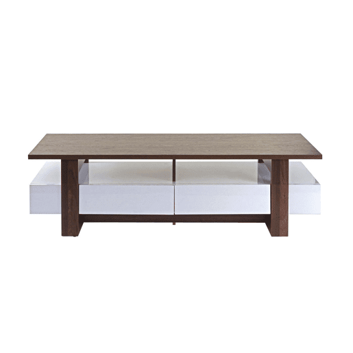 Suporte para TVmesa de centro com gavetas de arrumação acabamento em nogueira brilhante 46x150x45cm 04_0005452