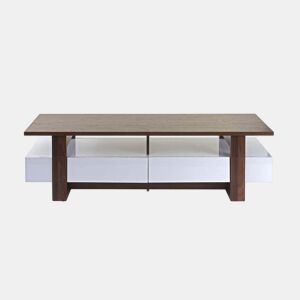 Suporte para TVmesa de centro com gavetas de arrumação acabamento em nogueira brilhante 46x150x45cm 04_0005452