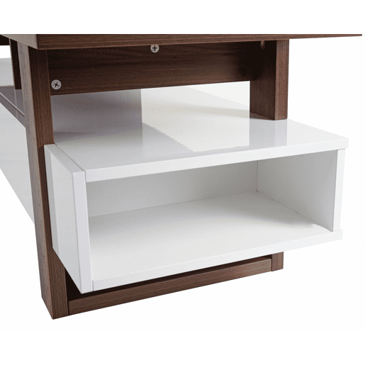 Suporte para TVmesa de centro com gavetas de arrumação acabamento em nogueira brilhante 46x150x45cm 04_0005452