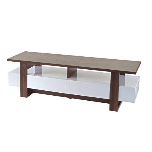 Suporte para TVmesa de centro com gavetas de arrumação acabamento em nogueira brilhante 46x150x45cm 04_0005452