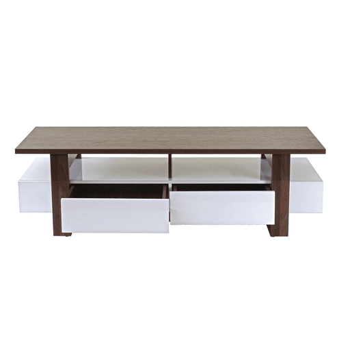 Suporte para TVmesa de centro com gavetas de arrumação acabamento em nogueira brilhante 46x150x45cm 04_0005452