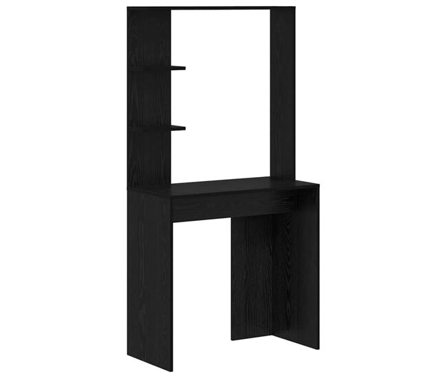 Escritorio - mesa de ordenador con estante roble negro 78.5 x 37 x 154.5 cm