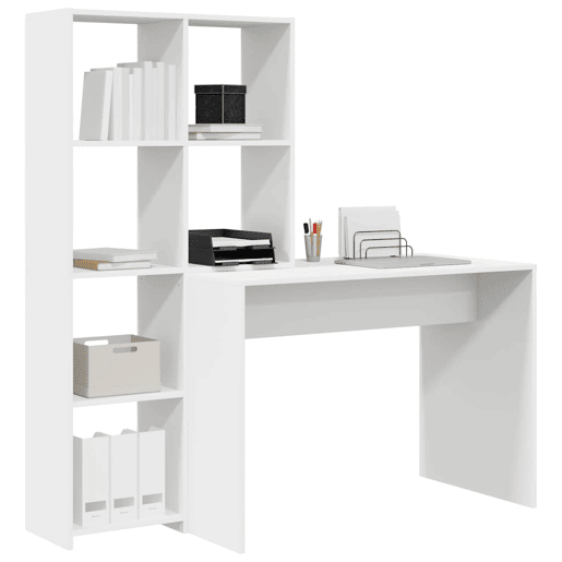 Secretária Escrivaninha de computador - Branco 138.5 x 55 x 143 cm Madeira processada