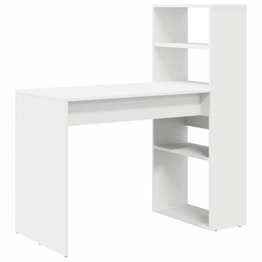Secretária Escrivaninha de computador - com prateleira Branco 113 x 54 x 120 cm Madeira processada