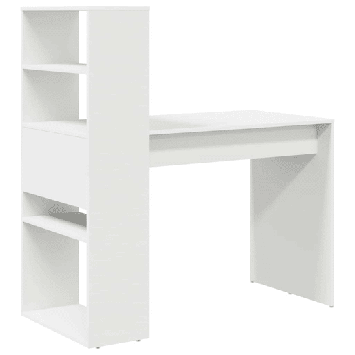 Secretária Escrivaninha de computador - com prateleira Branco 113 x 54 x 120 cm Madeira processada