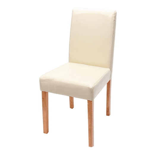 Cadeira de jantar de cozinha em couro creme com pernas de madeira clara, estilo moderno 04_0002331