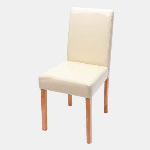 Cadeira de jantar de cozinha em couro creme com pernas de madeira clara, estilo moderno 04_0002331
