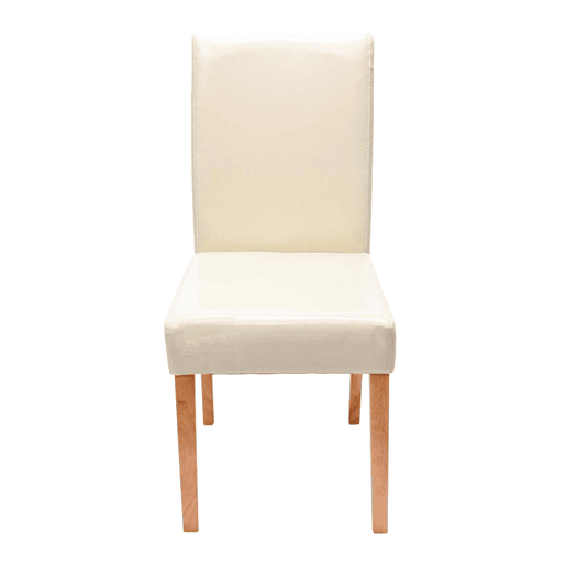 Cadeira de jantar de cozinha em couro creme com pernas de madeira clara, estilo moderno 04_0002331