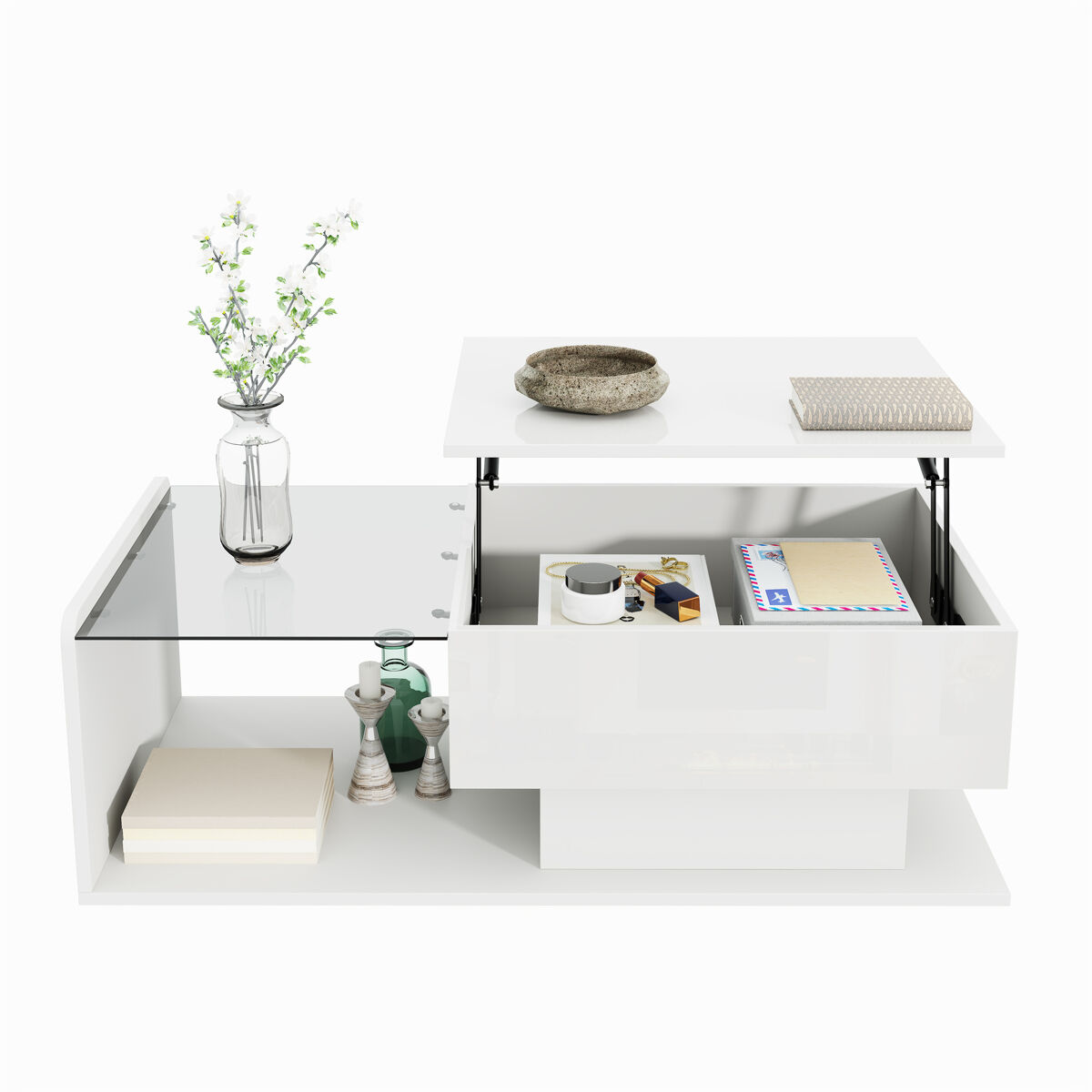 Mesa de centro elevable rectangular de panel de partículas 100x50