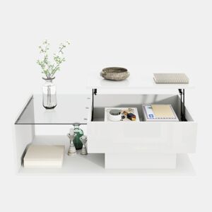 Mesa de centro elevável retangular de painel de partículas,branco
